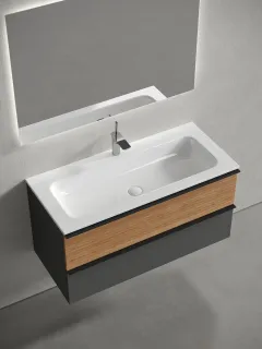 Подвесная тумба под раковину Sancos Delta DL100GR 100см дуб красный/графит